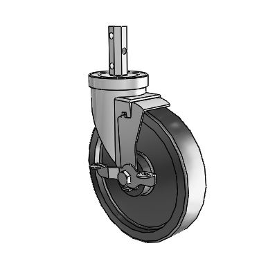 30 Series Octagon Stem Zinc Swivel Caster with 6 x 1.5 Polyolefin Wheel and VertiLoc Brake