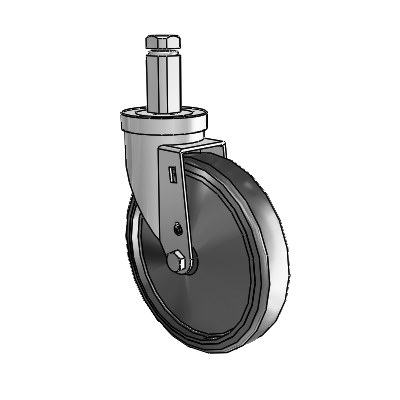 30 Series Square Stem Zinc Swivel Caster with 6 x 1.25 Cushion Rubber (Conductive) Wheel