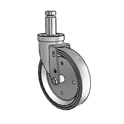 30 Series Square Stem Zinc Swivel Caster with 6 x 1.25 Welded Disc Rubber (Grey) Wheel