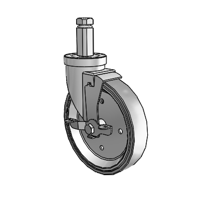 30 Series Square Stem Zinc Swivel Caster with 6 x 1.25 Welded Disc Rubber (Grey) Wheel and VertiLoc Brake