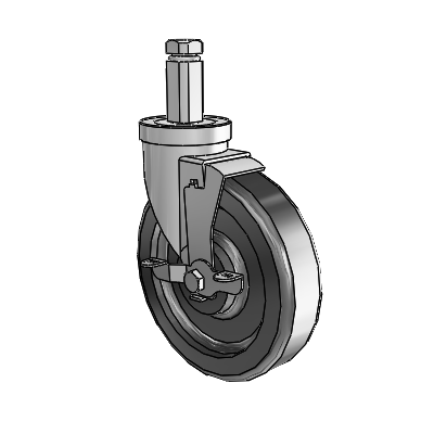 30 Series Square Stem Zinc Swivel Caster with 6 x 1.5 Phenolic Wheel and VertiLoc Brake