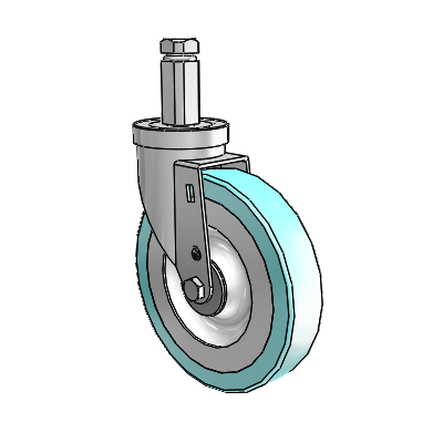 30 Series Square Stem Zinc Swivel Caster with 6 x 1.25 Advantage Health Wheel