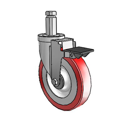 30 Series Square Stem Zinc Swivel Caster with 6 x 1.25 Advantage Heat (Flat) Wheel and PosiLoc Brake