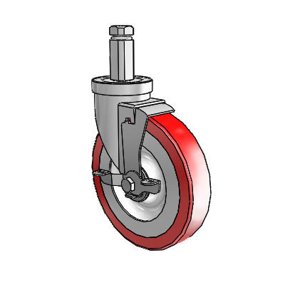 30 Series Square Stem Zinc Swivel Caster with 6 x 1.25 Advantage Heat (Flat) Wheel and VertiLoc Brake