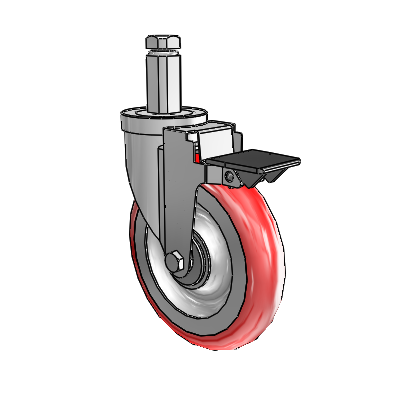 30 Series Square Stem Zinc Swivel Caster with 6 x 1.25 Advantage Heat (Round) Wheel and PosiLoc Brake