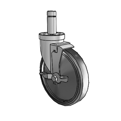 30 Series Grip Ring Zinc Swivel Caster with 6 x 1.25 Cushion Rubber (Conductive) Wheel and VertiLoc Brake
