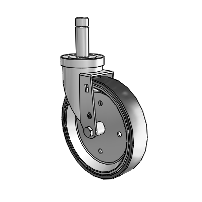30 Series Grip Ring Zinc Swivel Caster with 6 x 1.25 Welded Disc Rubber (Black) Wheel