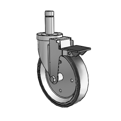 30 Series Grip Ring Zinc Swivel Caster with 6 x 1.25 Welded Disc Rubber (Black) Wheel and PosiLoc Brake