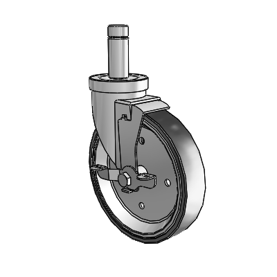 30 Series Grip Ring Zinc Swivel Caster with 6 x 1.25 Welded Disc Rubber (Black) Wheel and VertiLoc Brake