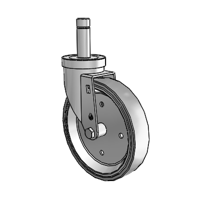 30 Series Grip Ring Zinc Swivel Caster with 6 x 1.25 Welded Disc Rubber (Grey) Wheel