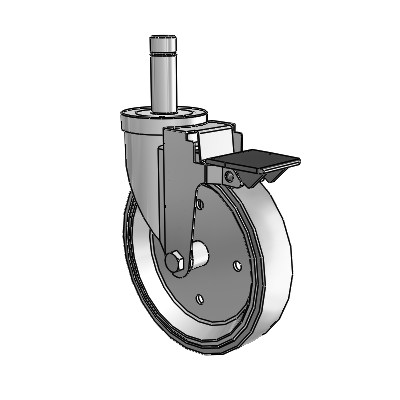 30 Series Grip Ring Zinc Swivel Caster with 6 x 1.25 Welded Disc Rubber (Grey) Wheel and PosiLoc Brake