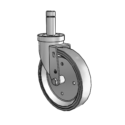 30 Series Grip Ring Zinc Swivel Caster with 6 x 1.25 Welded Disc Rubber (Grey) Wheel
