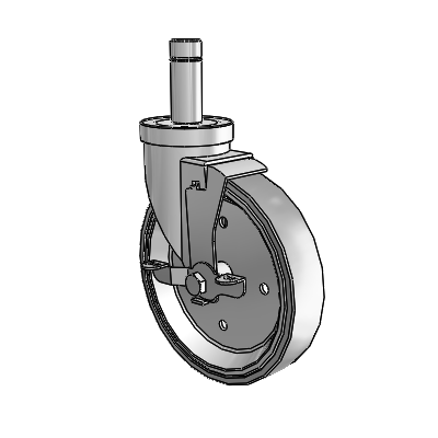 30 Series Grip Ring Zinc Swivel Caster with 6 x 1.25 Welded Disc Rubber (Grey) Wheel and VertiLoc Brake