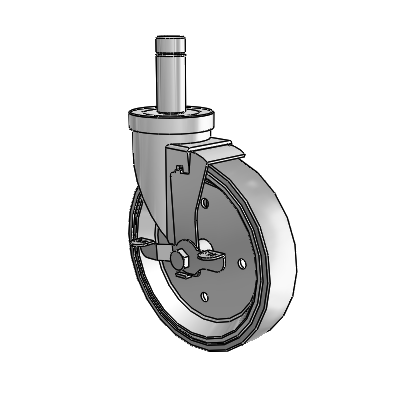30 Series Grip Ring Zinc Swivel Caster with 6 x 1.25 Welded Disc Rubber (Grey) Wheel and VertiLoc Brake