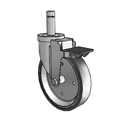 30 Series Grip Ring Zinc Swivel Caster with 6 x 1.25 Welded Disc Polyurethane Wheel and PosiLoc Brake