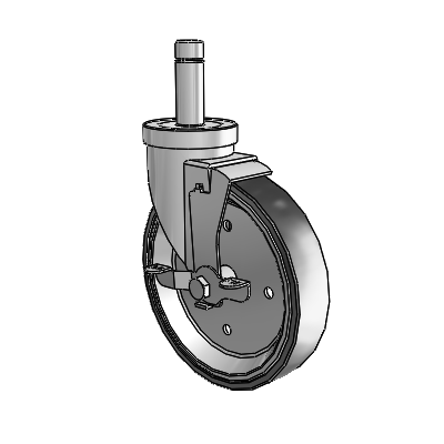 30 Series Grip Ring Zinc Swivel Caster with 6 x 1.25 Welded Disc Polyurethane Wheel and VertiLoc Brake