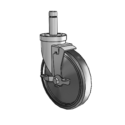 30 Series Grip Ring Zinc Swivel Caster with 6 x 1.25 Hard Rubber Wheel and VertiLoc Brake