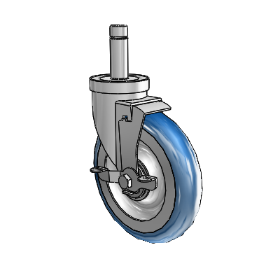 30 Series Grip Ring Zinc Swivel Caster with 6 x 1.25 PolyLoc (Blue) Wheel and VertiLoc Brake