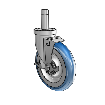 30 Series Grip Ring Zinc Swivel Caster with 6 x 1.25 PolyLoc (Blue) Wheel and VertiLoc Brake