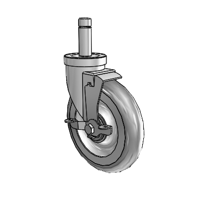 30 Series Grip Ring Zinc Swivel Caster with 6 x 1.25 Advantage TPR (Round) Wheel and VertiLoc Brake