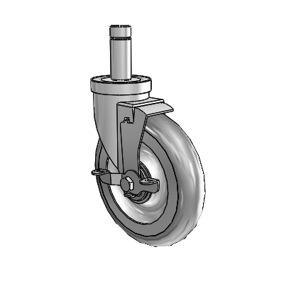 30 Series Grip Ring Zinc Swivel Caster with 6 x 1.25 Advantage TPR (Round) Wheel and VertiLoc Brake