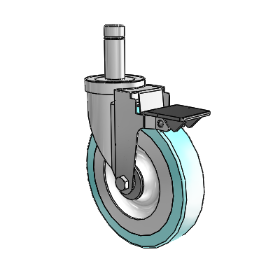 30 Series Grip Ring Zinc Swivel Caster with 6 x 1.25 Advantage Health Wheel and PosiLoc Brake