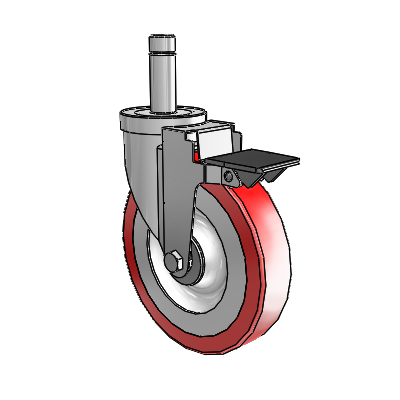 30 Series Grip Ring Zinc Swivel Caster with 6 x 1.25 Advantage Heat (Flat) Wheel and PosiLoc Brake