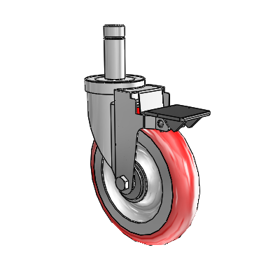30 Series Grip Ring Zinc Swivel Caster with 6 x 1.25 Advantage Heat (Round) Wheel and PosiLoc Brake