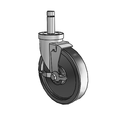 30 Series Grip Ring Zinc Swivel Caster with 6 x 1.5 Polyolefin Wheel and VertiLoc Brake
