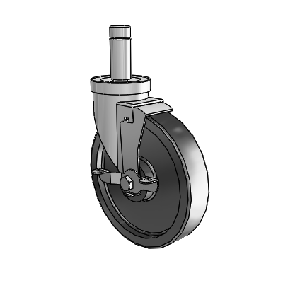 30 Series Grip Ring Zinc Swivel Caster with 6 x 1.5 Polyolefin Wheel and VertiLoc Brake
