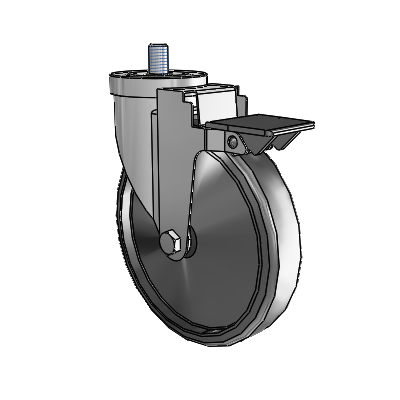 30 Series Threaded Stem Zinc Swivel Caster with 6 x 1.25 Cushion Rubber Wheel and PosiLoc Brake