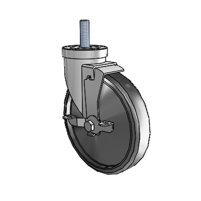 30 Series Threaded Stem Zinc Swivel Caster with 6 x 1.25 Cushion Rubber Wheel and VertiLoc Brake