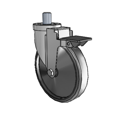 30 Series Threaded Stem Zinc Swivel Caster with 6 x 1.25 Cushion Rubber Wheel and PosiLoc Brake