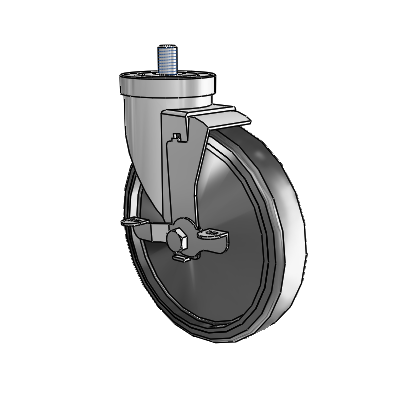 30 Series Threaded Stem Zinc Swivel Caster with 6 x 1.25 Cushion Rubber (Conductive) Wheel and VertiLoc Brake