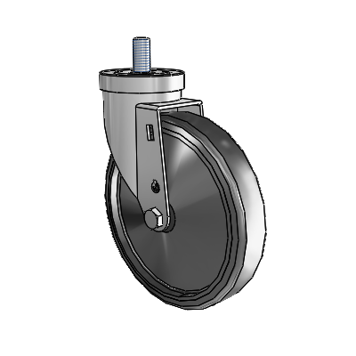 30 Series Threaded Stem Zinc Swivel Caster with 6 x 1.25 Cushion Rubber (Conductive) Wheel