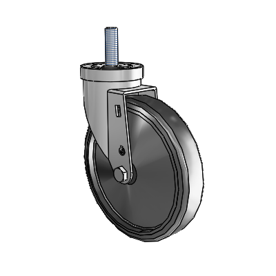 30 Series Threaded Stem Zinc Swivel Caster with 6 x 1.25 Cushion Rubber (Conductive) Wheel