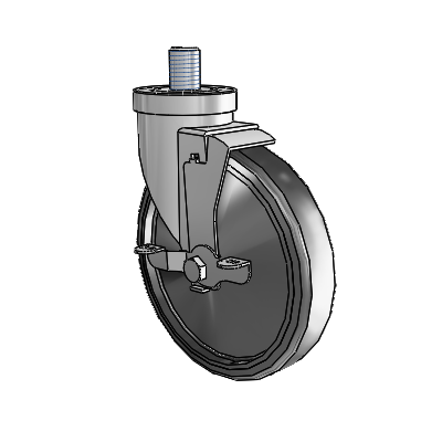 30 Series Threaded Stem Zinc Swivel Caster with 6 x 1.25 Cushion Rubber (Conductive) Wheel and VertiLoc Brake