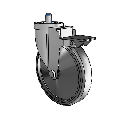 30 Series Threaded Stem Zinc Swivel Caster with 6 x 1.25 Hard Rubber Wheel and PosiLoc Brake