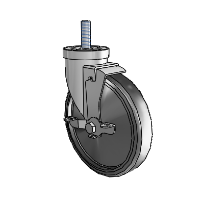 30 Series Threaded Stem Zinc Swivel Caster with 6 x 1.25 Hard Rubber Wheel and VertiLoc Brake
