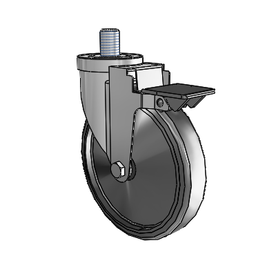 30 Series Threaded Stem Zinc Swivel Caster with 6 x 1.25 Hard Rubber Wheel and PosiLoc Brake