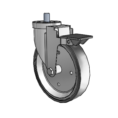 30 Series Threaded Stem Zinc Swivel Caster with 6 x 1.25 Welded Disc Rubber (Black) Wheel and PosiLoc Brake