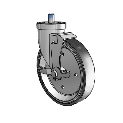 30 Series Threaded Stem Zinc Swivel Caster with 6 x 1.25 Welded Disc Rubber (Black) Wheel and VertiLoc Brake