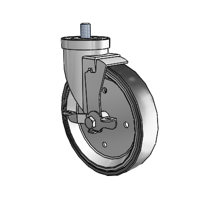 30 Series Threaded Stem Zinc Swivel Caster with 6 x 1.25 Welded Disc Rubber (Black) Wheel and VertiLoc Brake