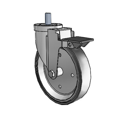 30 Series Threaded Stem Zinc Swivel Caster with 6 x 1.25 Welded Disc Rubber (Black) Wheel and PosiLoc Brake