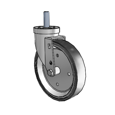 30 Series Threaded Stem Zinc Swivel Caster with 6 x 1.25 Welded Disc Rubber (Black) Wheel