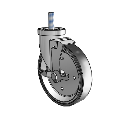 30 Series Threaded Stem Zinc Swivel Caster with 6 x 1.25 Welded Disc Rubber (Black) Wheel and VertiLoc Brake