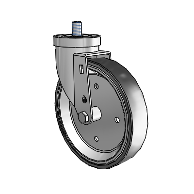 30 Series Threaded Stem Zinc Swivel Caster with 6 x 1.25 Welded Disc Rubber (Black) Wheel