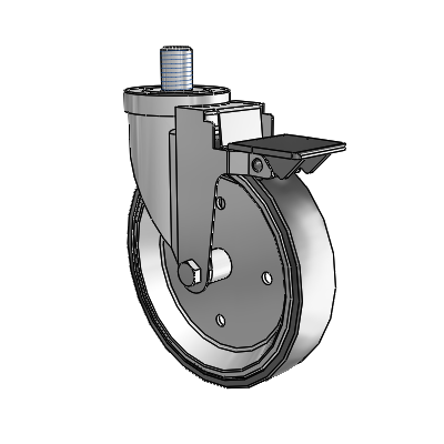 30 Series Threaded Stem Zinc Swivel Caster with 6 x 1.25 Welded Disc Rubber (Black) Wheel and PosiLoc Brake