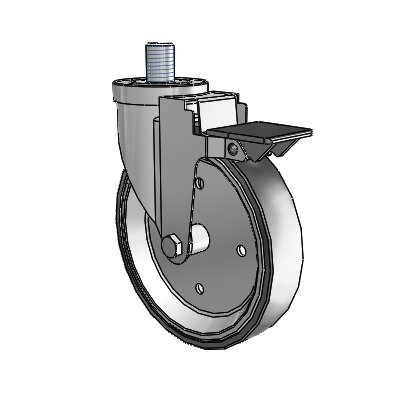 30 Series Threaded Stem Zinc Swivel Caster with 6 x 1.25 Welded Disc Rubber (Black) Wheel and PosiLoc Brake