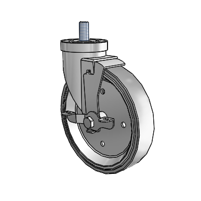 30 Series Threaded Stem Zinc Swivel Caster with 6 x 1.25 Welded Disc Rubber (Grey) Wheel and VertiLoc Brake